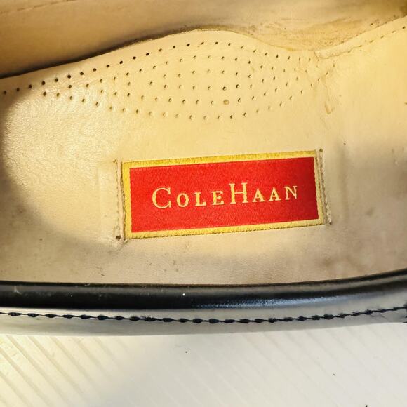 Cole Haan Shoes Men 10 Black Leather Tassel Loafer Dress Moc Toe Slip On Classic - Picture 9 of 11